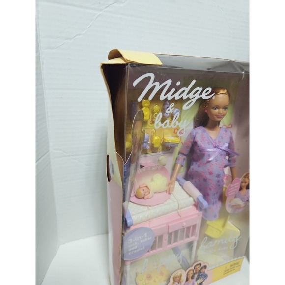Pregnant Mom Midge & Baby W/Crib 2002 Mattel Original Barbie Happy Family NIB - Picture 15 of 16